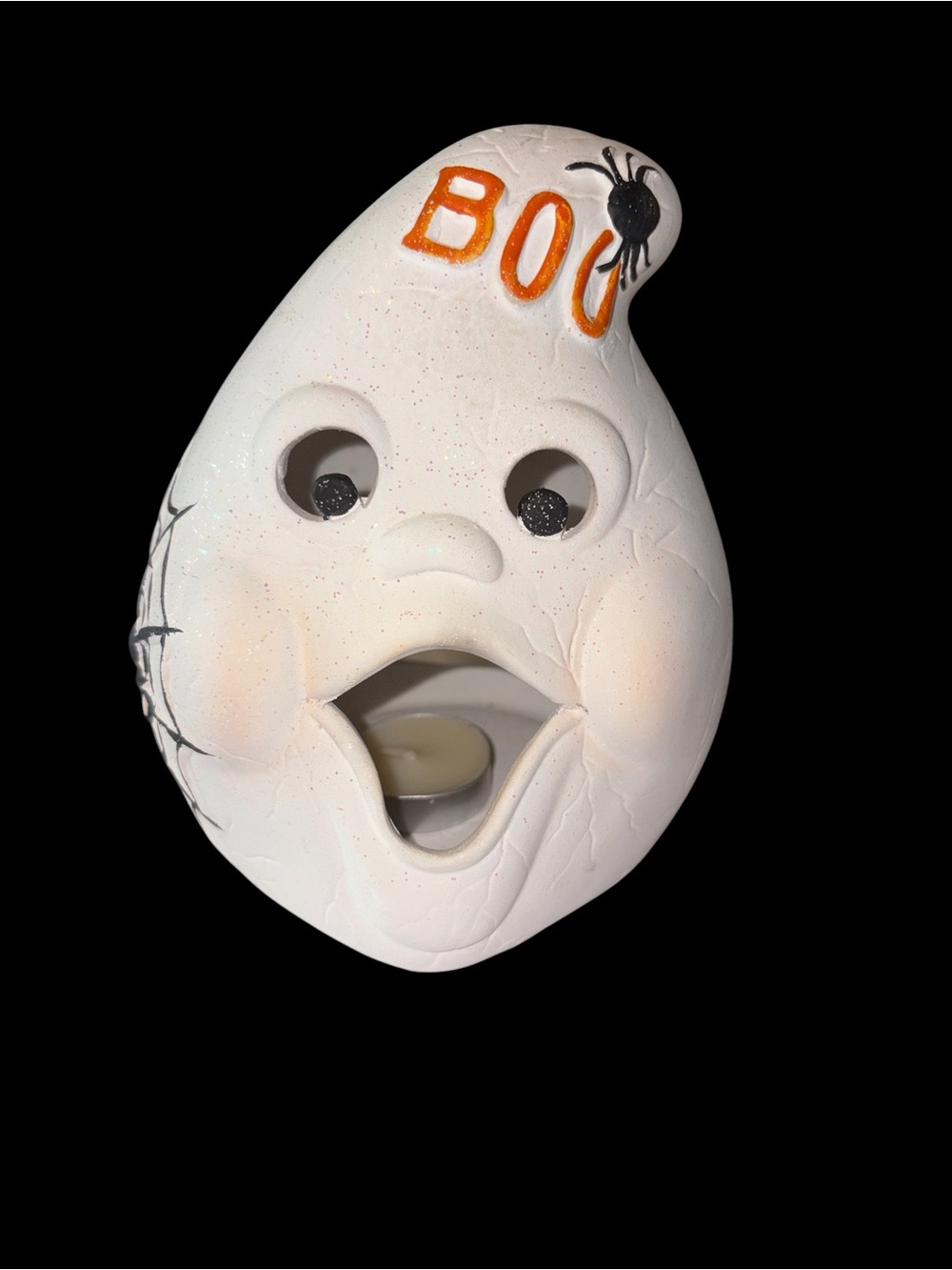 Halloween 'Boo' White Ghost Candle Holder - 6.6”